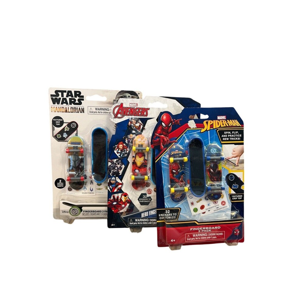 Marvel Spider-Man, Avengers, Star Wars 9 Fingerboards Mini Skateboard Lot Of 3